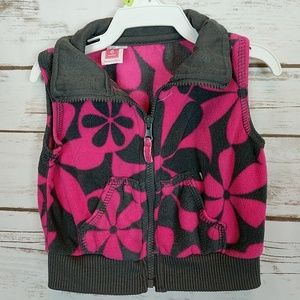 Carter's Pink/Charcoal Floral Fleece Vest